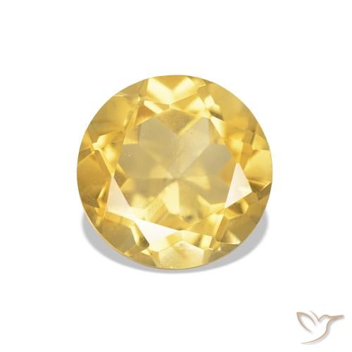 Citrino Oro chiaro naturale da 1.27 ct, Taglio rotondo, VVS-VS