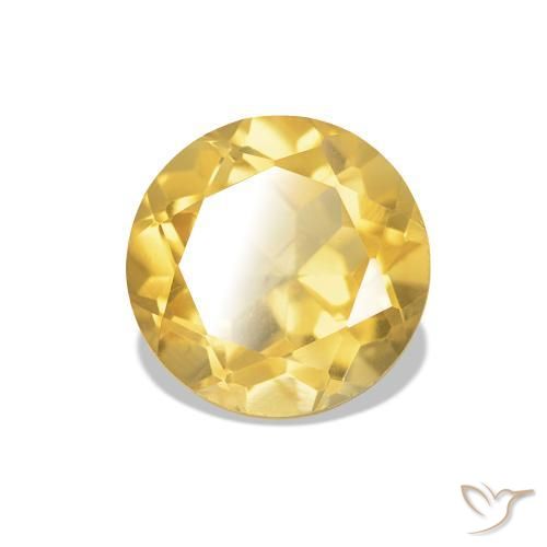 Citrino Oro chiaro naturale da 1.27 ct, Taglio rotondo, VVS-VS