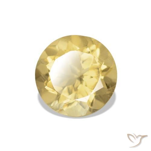 Citrino Giallo dorato chiaro naturale da 1.21 ct, Taglio rotondo, VS
