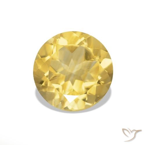 Citrino Oro chiaro naturale da 1.14 ct, Taglio rotondo, VVS-VS