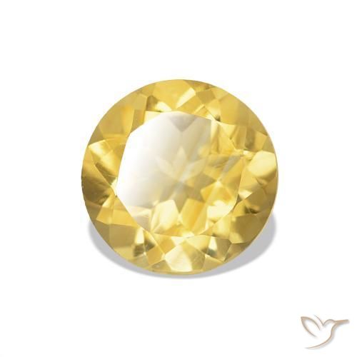 Citrino Oro chiaro naturale da 1.14 ct, Taglio rotondo, VVS-VS