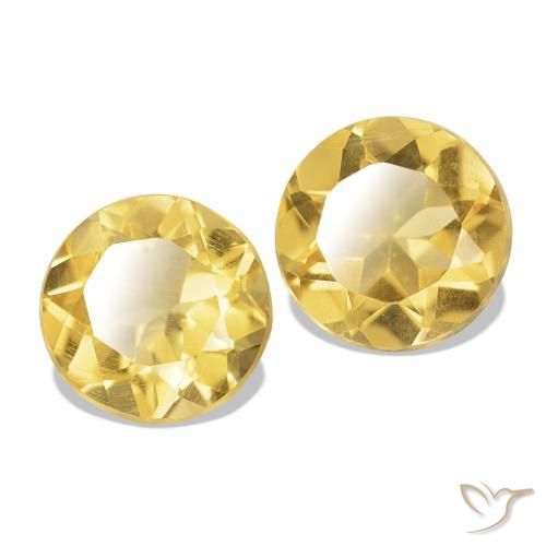 Gemme di Citrino Giallo dorato chiaro naturale da 1.99 ct, Taglio rotondo, VS