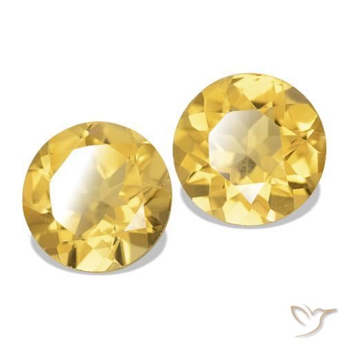 Gemme di Citrino Giallo dorato chiaro naturale da 2.03 ct, Taglio rotondo, VS