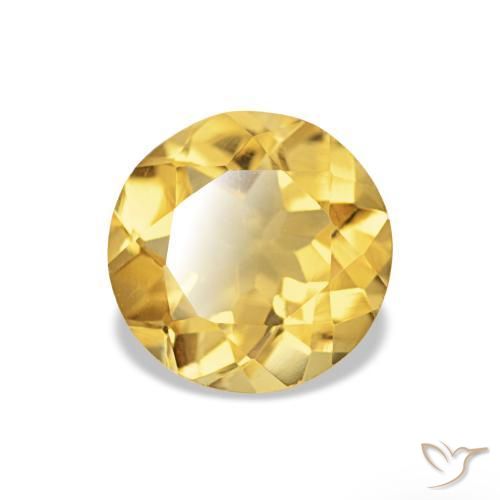 Citrino Giallo medio naturale da 1.57 ct, Taglio rotondo, VS