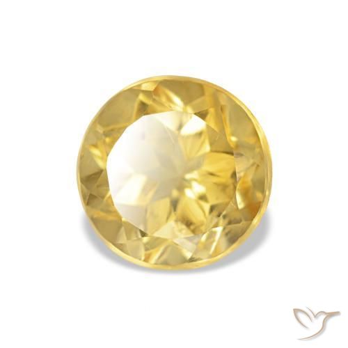 Citrino giallo oro naturale da 1.32 ct, Taglio rotondo, VVS-VS