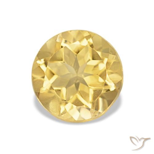 Citrino Giallo dorato chiaro naturale da 1.22 ct, Taglio rotondo, VS