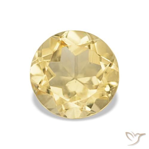 Citrino Giallo chiaro naturale da 1.29 ct, Taglio rotondo, VS