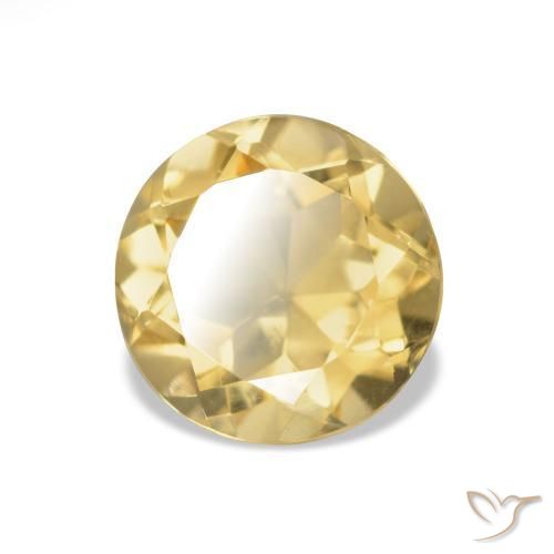 Citrino Giallo chiaro naturale da 1.29 ct, Taglio rotondo, VS