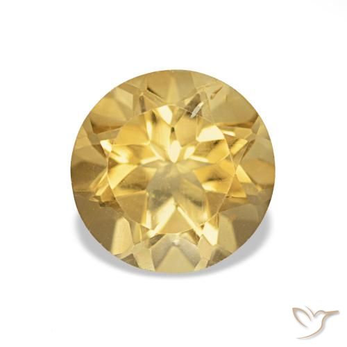 Citrino Giallo chiaro naturale da 1.16 ct, Taglio rotondo, VS