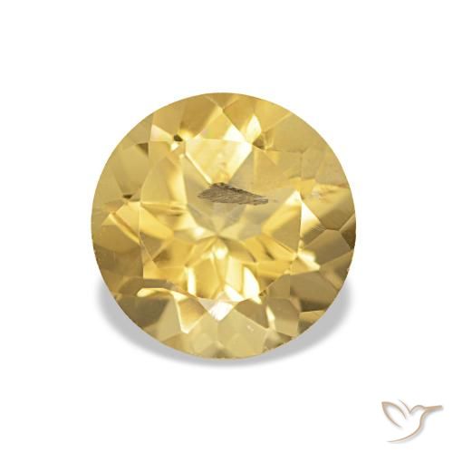 Citrino Giallo dorato chiaro naturale da 1.24 ct, Taglio rotondo, VS-SI