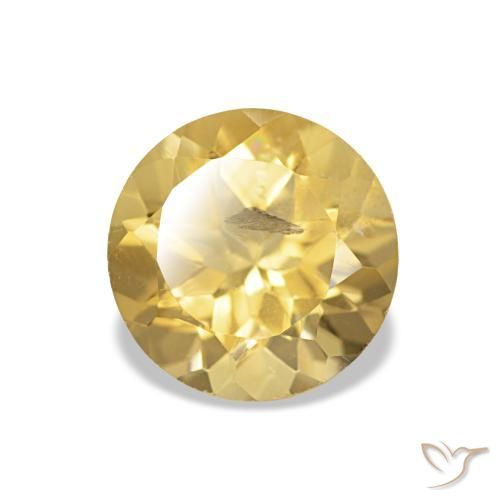 Citrino Giallo dorato chiaro naturale da 1.24 ct, Taglio rotondo, VS-SI