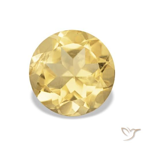 Citrino Giallo chiaro naturale da 1.21 ct, Taglio rotondo, VS