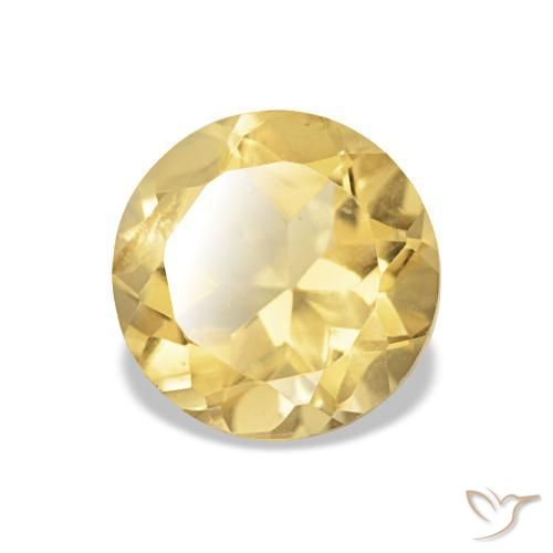 Citrino Giallo chiaro naturale da 1.21 ct, Taglio rotondo, VS