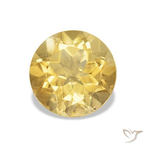 Citrino Giallo dorato chiaro naturale da 1.27 ct, Taglio rotondo, VS