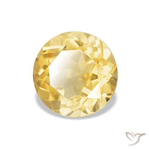Citrino Oro chiaro naturale da 1.26 ct, Taglio rotondo, VVS