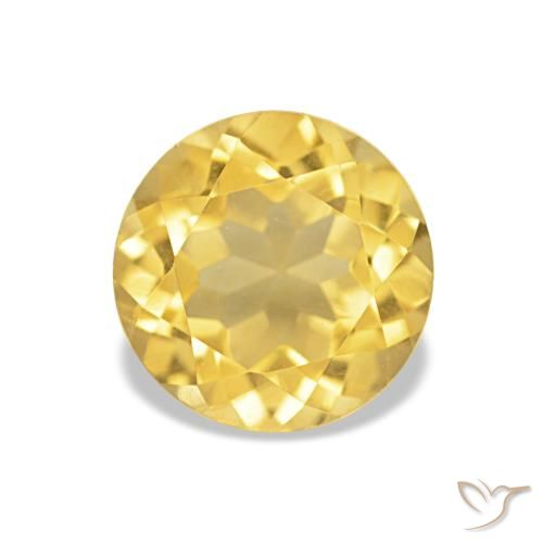 Citrino Giallo dorato chiaro naturale da 1.27 ct, Taglio rotondo, VVS