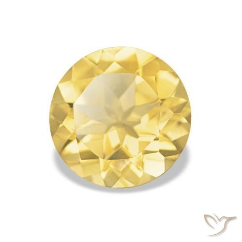 Citrino Giallo dorato chiaro naturale da 1.08 ct, Taglio rotondo, VVS