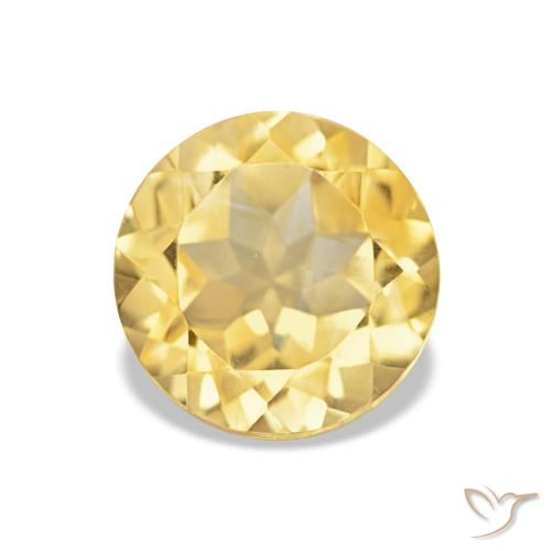 Citrino Giallo dorato chiaro naturale da 1.26 ct, Taglio rotondo, VVS