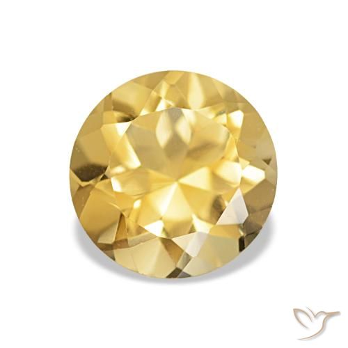 Citrino Giallo dorato chiaro naturale da 1.16 ct, Taglio rotondo, VVS