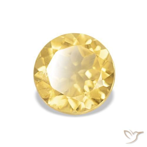 Citrino Giallo chiaro naturale da 1.12 ct, Taglio rotondo, VS
