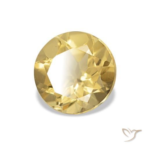 Citrino Giallo chiaro naturale da 1.04 ct, Taglio rotondo, VVS