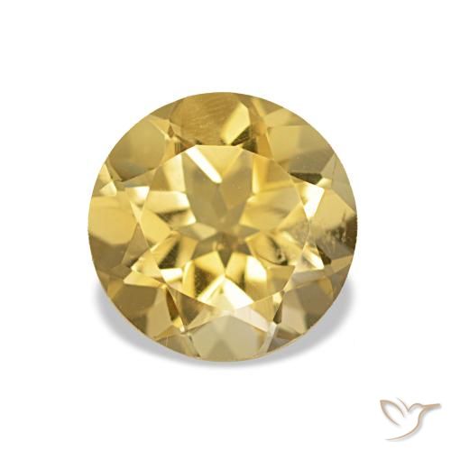 Citrino Oro chiaro naturale da 1.26 ct, Taglio rotondo, VVS
