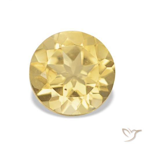 Citrino Giallo chiaro naturale da 1.10 ct, Taglio rotondo, VVS