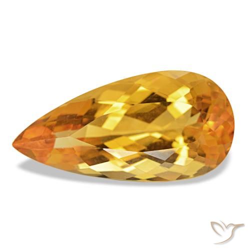 Citrino Arancio dorato naturale da 11.35 ct, Forma a pera, VVS