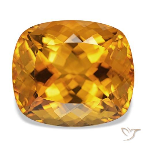 Citrino Arancio Scuro-Oro naturale da 24.69 ct, Taglio a cuscino, IF