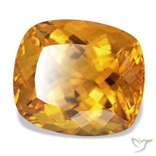 Citrino Arancio Scuro-Oro naturale da 24.69 ct, Taglio a cuscino, IF