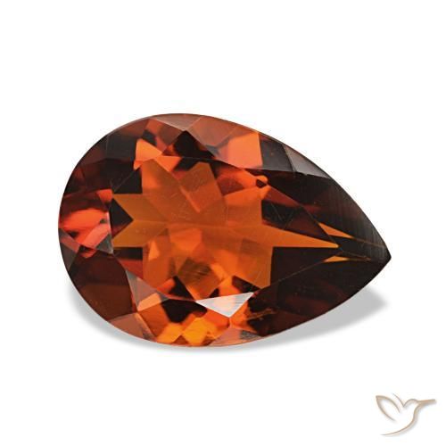 Citrino Arancio scuro rossastro naturale da 1.56 ct, Forma a pera, VVS