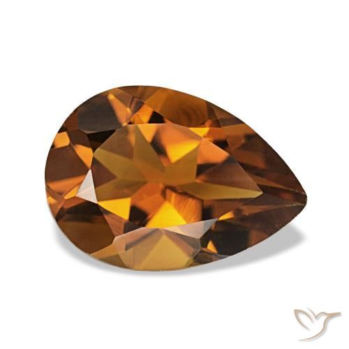 Citrino Arancione scuro naturale da 1.90 ct, Forma a pera, VVS