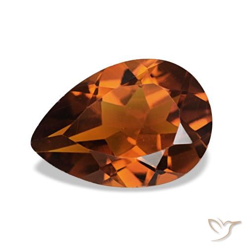 Citrino Arancione Ambra naturale da 1.73 ct, Forma a pera, VVS-VS