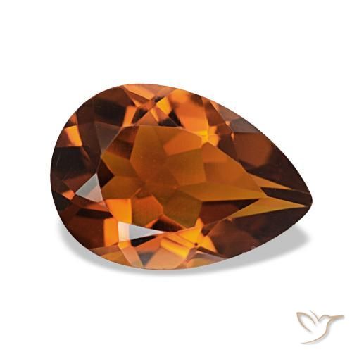 Citrino Arancione Ambra naturale da 1.73 ct, Forma a pera, VVS-VS