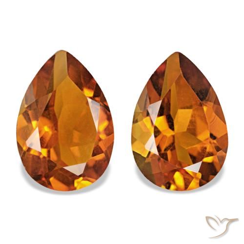 Gemme di Citrino Arancione scuro naturale da 3.38 ct, Forma a pera, VVS-VS