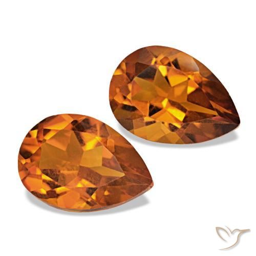 Gemme di Citrino Arancione scuro naturale da 3.38 ct, Forma a pera, VVS-VS