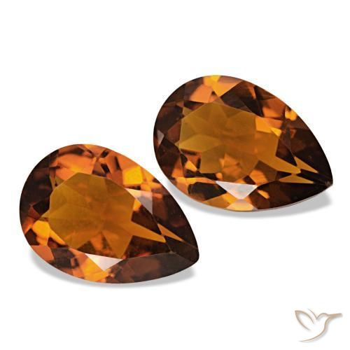 Gemme di Citrino Medium Dark-Orange naturale da 3.05 ct, Forma a pera, VS
