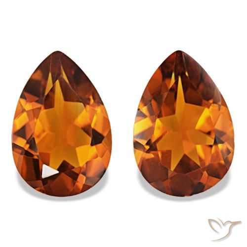 Gemme di Citrino Medium Dark-Orange naturale da 3.32 ct, Forma a pera, VS