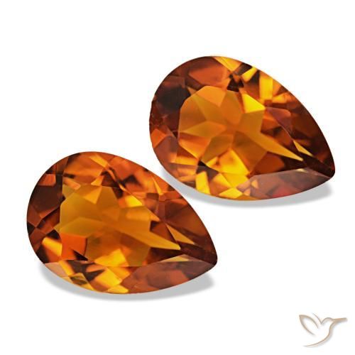 Gemme di Citrino Medium Dark-Orange naturale da 3.32 ct, Forma a pera, VS