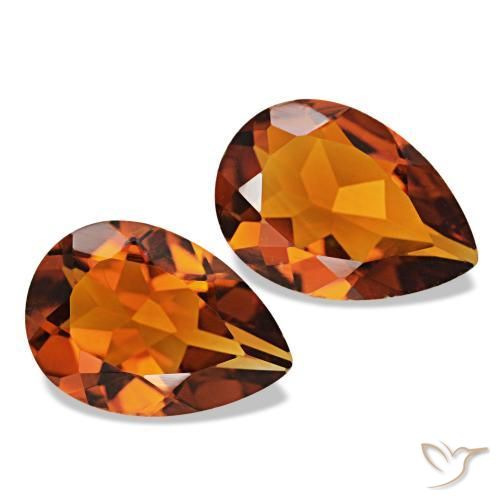 Gemme di Citrino Arancione scuro naturale da 3.01 ct, Forma a pera, VVS-VS