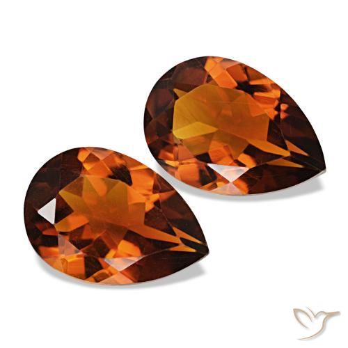 Gemme di Citrino Arancione rossastra naturale da 3.20 ct, Forma a pera, VVS-VS
