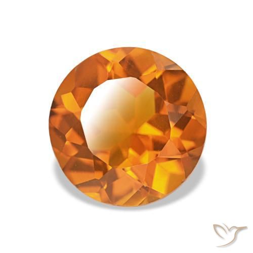 Citrino Arancione rossastra naturale da 1.66 ct, Taglio rotondo, VVS