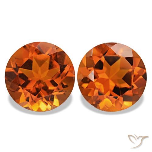 Gemme di Citrino Arancione rossastra naturale da 3.58 ct, Taglio rotondo, VVS-VS