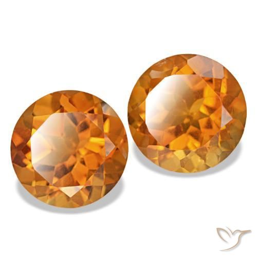 Gemme di Citrino Arancio Medio naturale da 3.49 ct, Taglio rotondo, VVS-VS