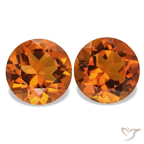 Gemme di Citrino Medium Dark-Orange naturale da 3.28 ct, Taglio rotondo, VVS-VS