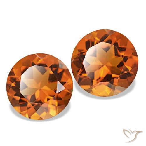 Gemme di Citrino Medium Dark-Orange naturale da 3.28 ct, Taglio rotondo, VVS-VS