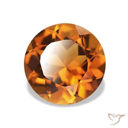 Citrino Arancione scuro naturale da 1.66 ct, Taglio rotondo, VVS-VS