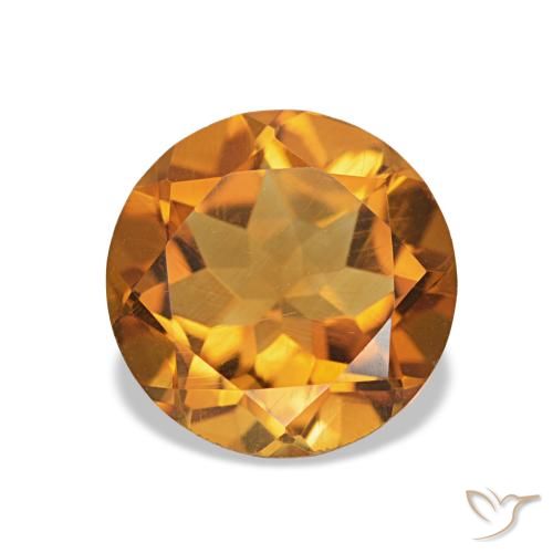 Citrino Arancione marroncino naturale da 1.54 ct, Taglio rotondo, VVS-VS