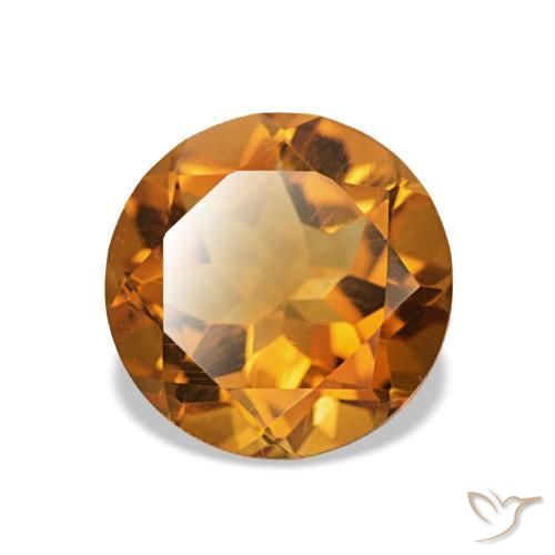 Citrino Arancione marroncino naturale da 1.54 ct, Taglio rotondo, VVS-VS
