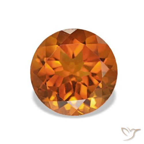 Citrino Arancione scuro naturale da 1.25 ct, Taglio rotondo, VVS-VS